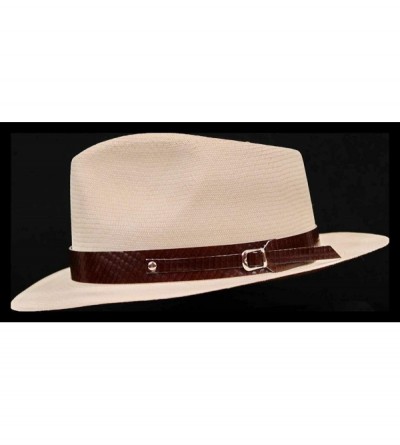Cowboy Hats (1" & .5") Embossed Patterned Leather Panama Hat Band - "1"" Small Squares Brown" - CP18WHMXGEM $15.43
