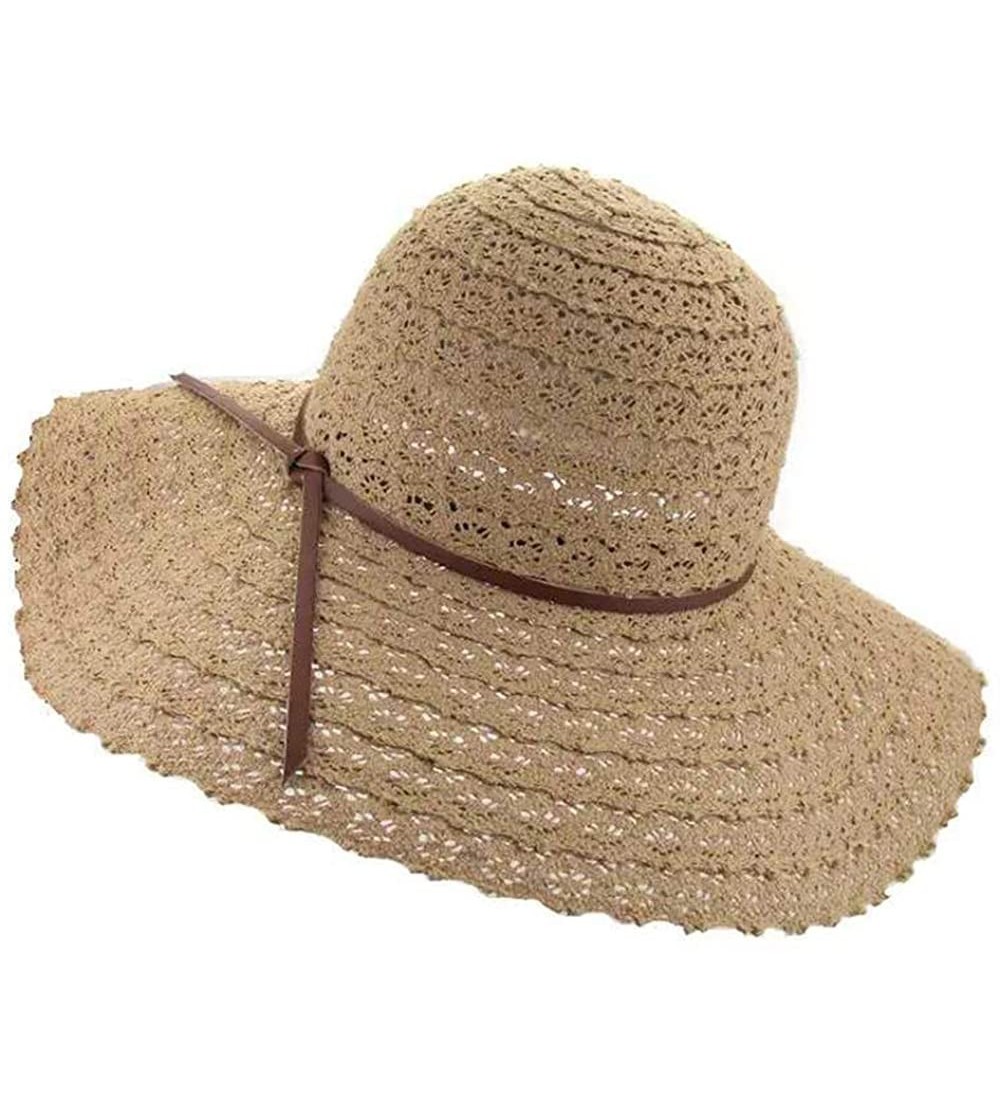 Sun Hats Wide Brim Summer Beach Sun Hats for Women UPF Woman Foldable Floppy Travel Packable Cotton Sun Hat - Khaki - CU18RQ8...