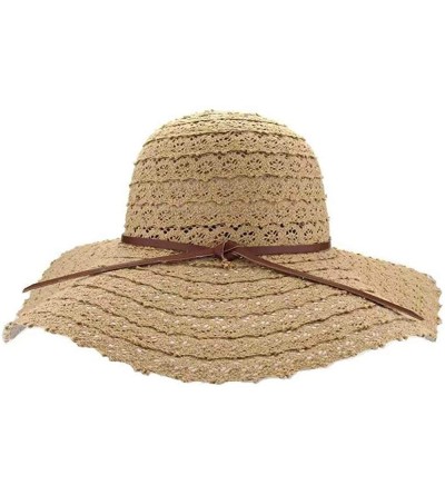 Sun Hats Wide Brim Summer Beach Sun Hats for Women UPF Woman Foldable Floppy Travel Packable Cotton Sun Hat - Khaki - CU18RQ8...