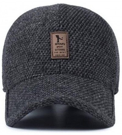 Skullies & Beanies Men's Winter Warm Woolen Hat Outdoor Baseball Cap Fold Earmuffs Peaked Camping Hat - Grey - CJ188NIS633 $1...