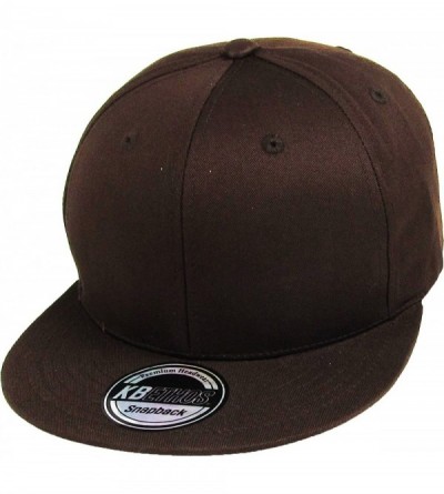 Baseball Caps Classic Snapback Hat Blank Cap - Cotton & Wool Blend Flat Visor - (4.3) Dark Brown - C911YMPG7BR $22.43