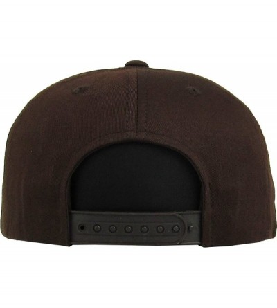 Baseball Caps Classic Snapback Hat Blank Cap - Cotton & Wool Blend Flat Visor - (4.3) Dark Brown - C911YMPG7BR $11.36