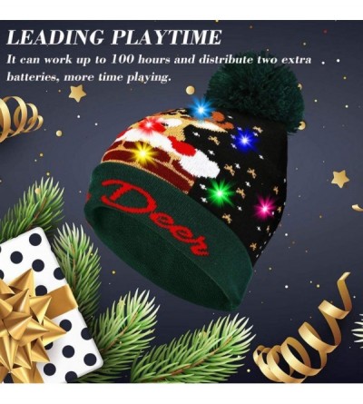 Skullies & Beanies Light Up Hat Beanie LED Ugly Xmas Party Beanie Cap Flashing Christmas Hat Knitted Cap for Women Kids - C51...