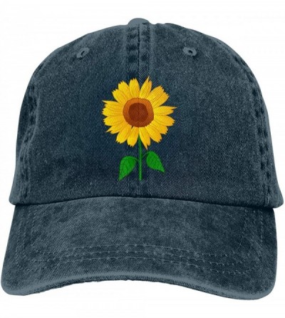 Baseball Caps Women's Cute Sunflower Baseball Cap Vintage Washed Adjustable Funny Hat - Sunflower - Navy - CD18Q9A28RC $29.15