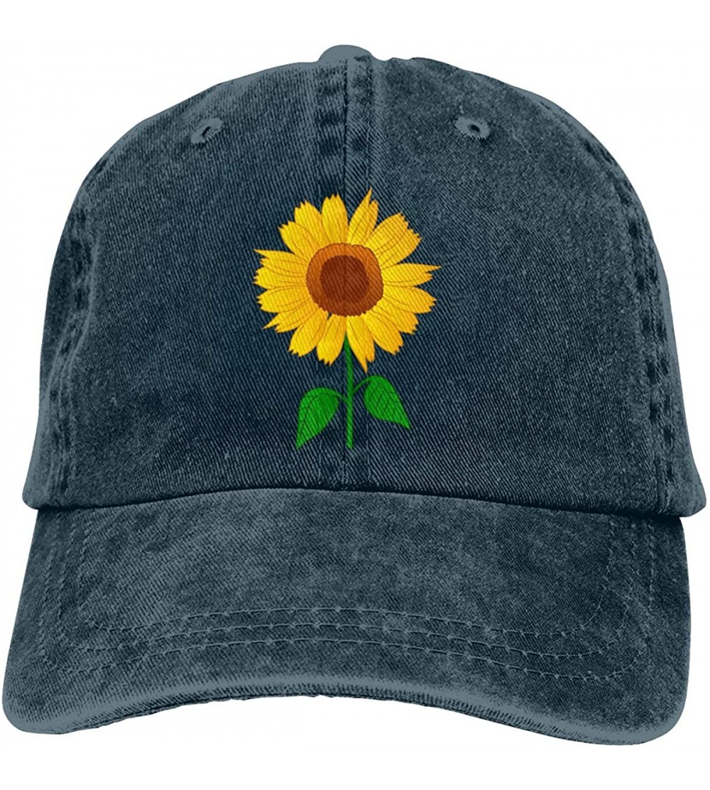 Baseball Caps Women's Cute Sunflower Baseball Cap Vintage Washed Adjustable Funny Hat - Sunflower - Navy - CD18Q9A28RC $18.91
