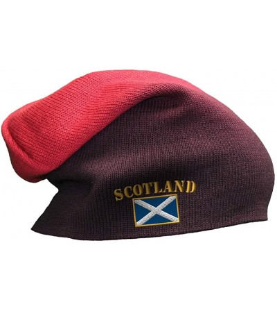 Skullies & Beanies Slouchy Beanie for Men & Women Scotland Flag Embroidery Skull Cap Hats 1 Size - Red - CZ18ZDNXMNO $21.88