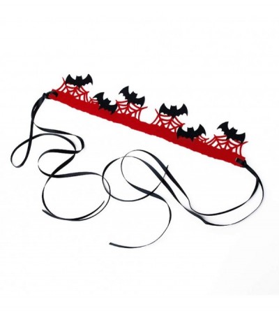 Headbands Halloween Cosplay Spider Web Devil Horn Hair Hoop Headband Headdress Hallowmas Party Gift (Crown Bat Red) - CX18X6O...