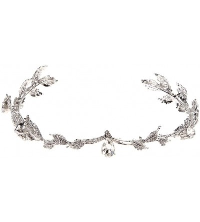 Headbands Bride Wedding Rhinestone Tiara Crown Silver Color Leaves Headpiece Headwear - CY183CM5DSA $15.31
