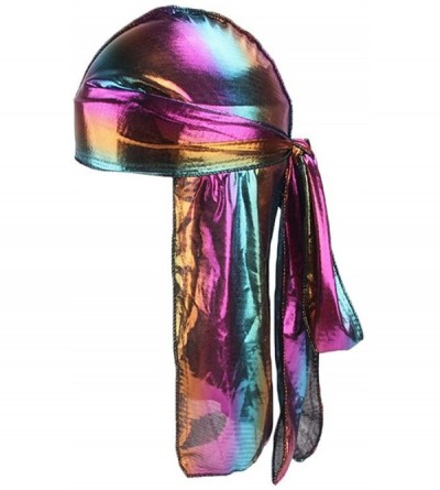 Skullies & Beanies Unisex Long Silk Bandana Turban Hat Wigs Doo Durag Biker Hair Headwrap Cap Pirate Cap 360 Waves - Purple -...