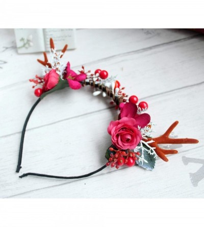 Headbands Adjustable Flower Headband Hair Wreath Floral Garland Crown Halo Headpiece with Ribbon Boho Wedding Festival - S - ...