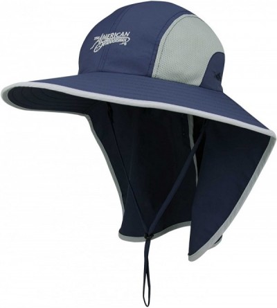 Sun Hats Juniper Men's Taslon UV Large Bill Cap Fishing Sun Hat - Navy - CO12NZ5D10N $15.86
