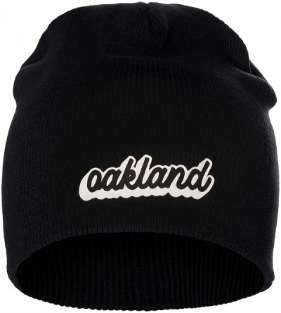 Skullies & Beanies Classic USA Cities Winter Knit Cuffless Beanie Hat 3D Raised Layer Letters - Oakland Black - White Black -...