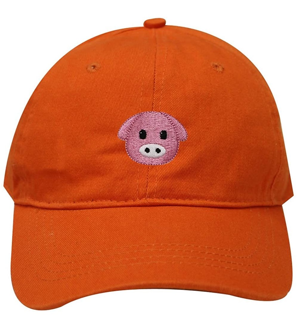 Baseball Caps Pig Emoji Cotton Baseball Dad Cap - Orange - CN17YSO6TTU $11.73