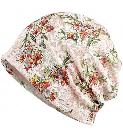 Skullies & Beanies Womens Lace Slouchy Cotton Beanie Chemo Hats Soft Cancer Sleep Caps - Beige - CM180N2SG4R $11.33