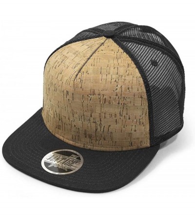 Baseball Caps Cork Square Cotton Flat Visor Mesh/Denim Adjustable Snapback Baseball Caps - Black - C012BFGYG1D $14.70