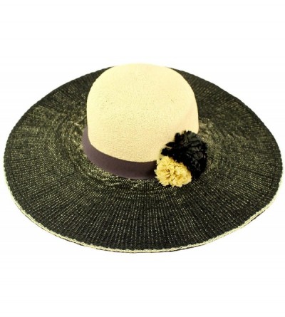 Sun Hats Natural Faded Color Floppy Wide Brim 5" Summer Derby Dressy Sun Hat - Black - CG18D528ODT $15.22