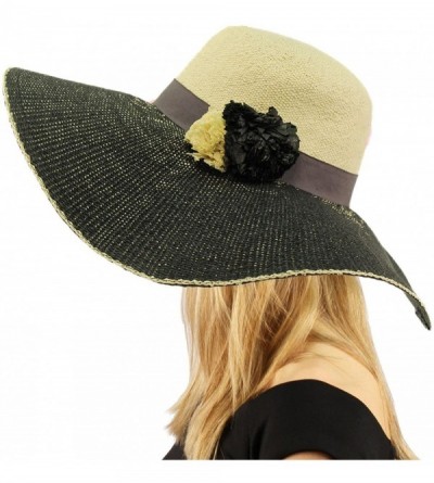 Sun Hats Natural Faded Color Floppy Wide Brim 5" Summer Derby Dressy Sun Hat - Black - CG18D528ODT $15.22