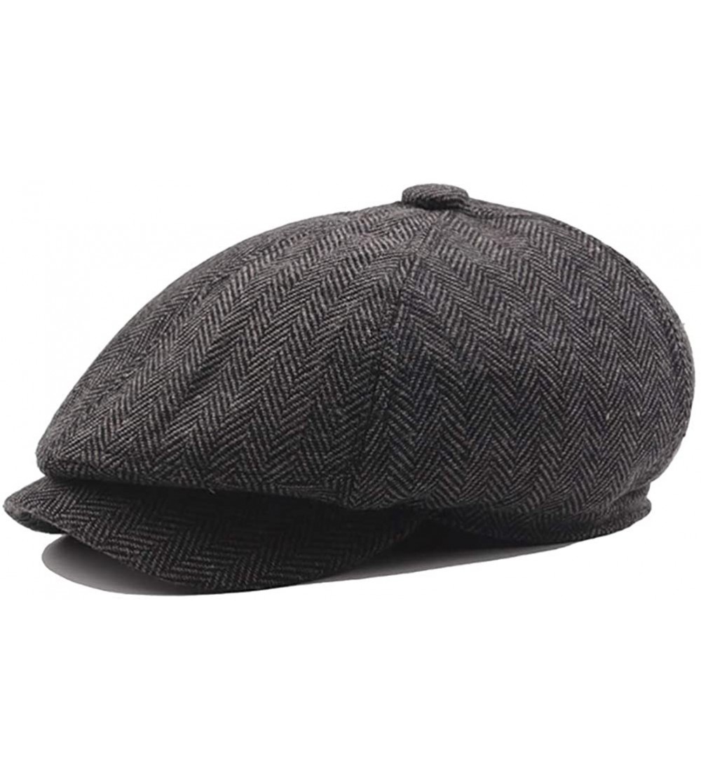 Newsboy Caps Mens Vintage Style Cloth Cap Hat Twill Cabbie/Hunting Hat Newsboy Beret Cap - Shenhui02 - CC193QSEYWN $10.74