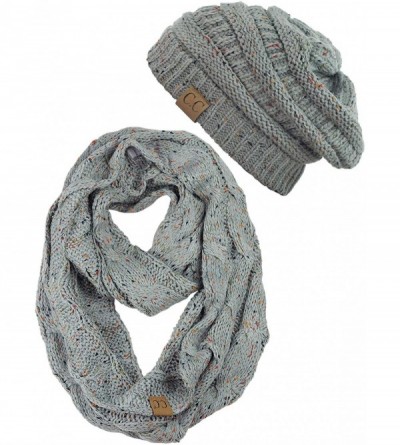 Skullies & Beanies Soft Stretch Colorful Confetti Cable Knit Beanie and Infinity Loop Scarf Set - Natural Gray - C018KITN6IS ...
