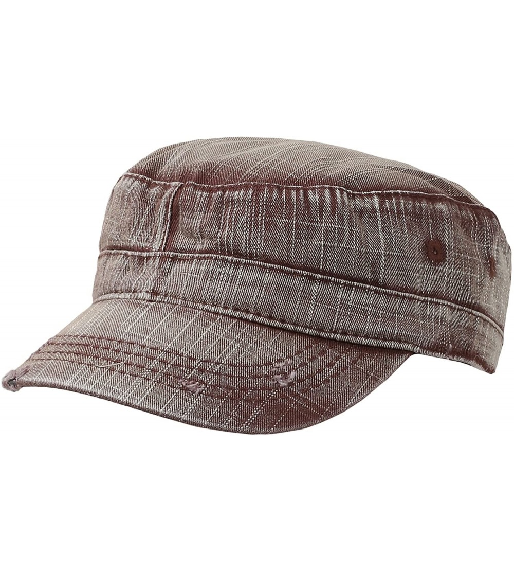 Baseball Caps Denim Heavy Washed Military Hat GJ - Brown - CB11LJ2YLX7 $13.29