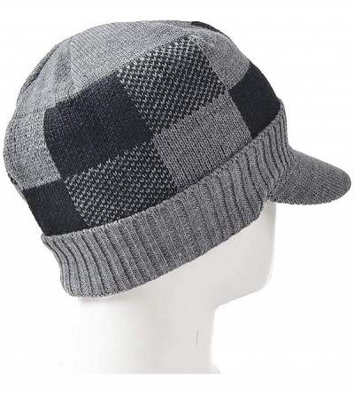 Skullies & Beanies Cable Visor Beanie Black Men Knit Winter Hats - B338-grey - CT18KL48KYK $23.80