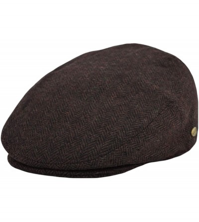 Newsboy Caps Men's Herringbone Flat Ivy Newsboy Hat Premium Wool Gatsby Cabbie Cap - Brown - CO18A0NU6YE $26.39