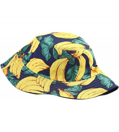 Bucket Hats Unisex Cute Print Bucket Hat Summer Fisherman Cap - Banana Yellow - C818SN6MZKC $10.16