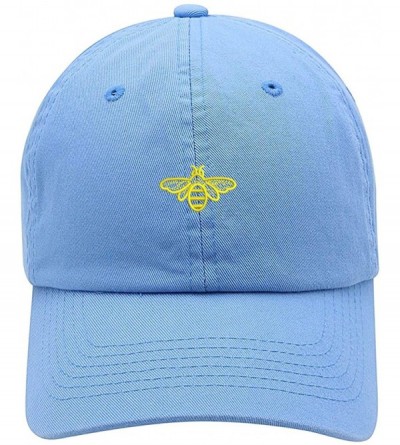 Baseball Caps Bee Embroidered Brushed Cotton Dad Hat Cap - Vc300_babyblue - CL18QIN5S6H $29.38