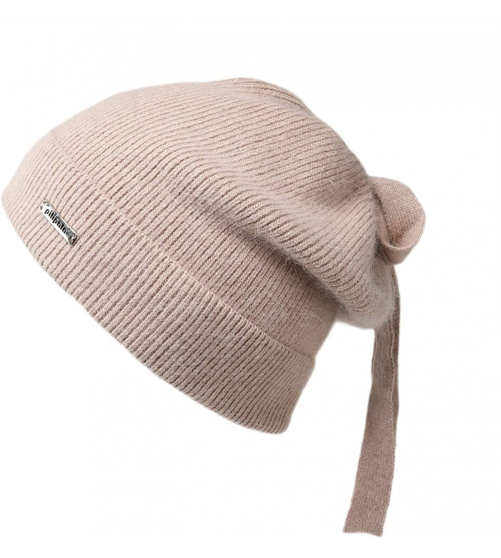 Skullies & Beanies Women's Slouchy Beanie Hat with Fur Pompom Warm Winter Hat - Pink(19607) - CL18ZZ6KE2C $13.07