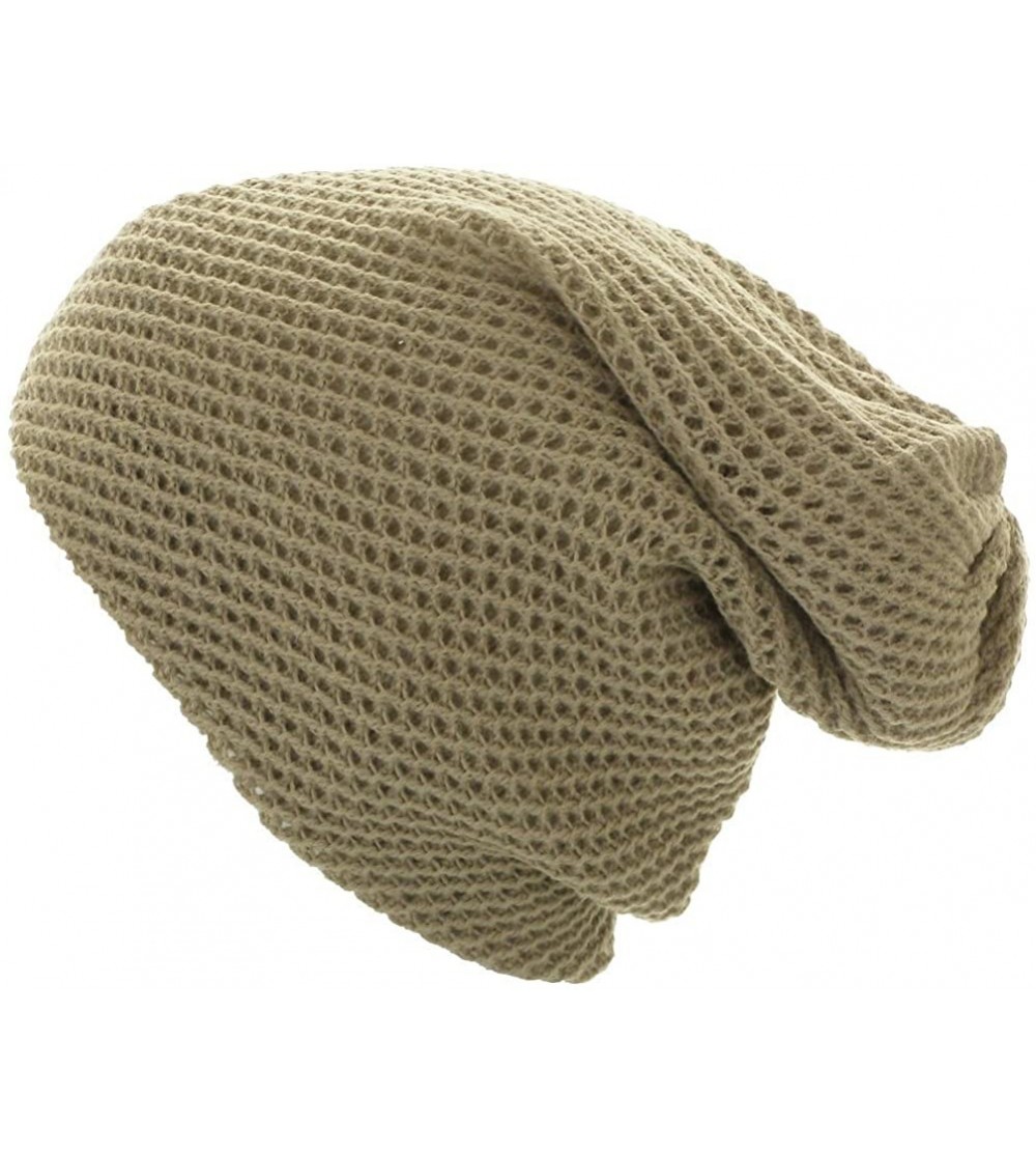 Skullies & Beanies Unisex Double Layer Winter Soft Knit Long Slouchy Beanie Skull Hat Cap - Taupe - CR11R9K0P6F $14.90