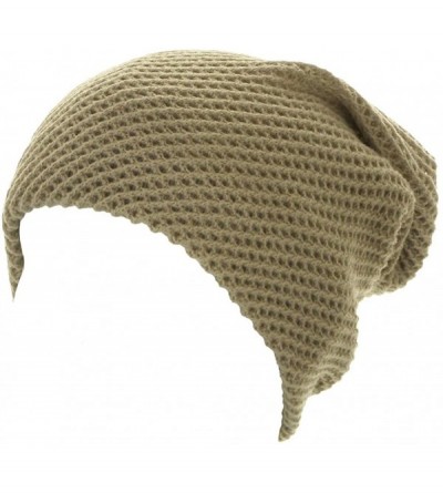 Skullies & Beanies Unisex Double Layer Winter Soft Knit Long Slouchy Beanie Skull Hat Cap - Taupe - CR11R9K0P6F $14.90
