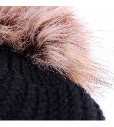 Skullies & Beanies Women Beanie Hat Family Matching Mom and Baby Knit Cap Pom Pom Beanie Warm Hat Thick Winter Hat - Baby-2 B...