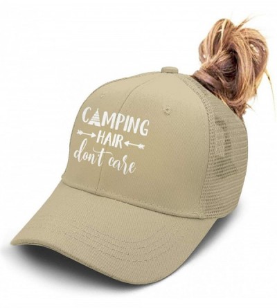 Baseball Caps Camping Hair Don't Care Ponycap Messy High Bun Ponytail Adjustable Mesh Trucker Baseball Cap Hat for Women - C6...