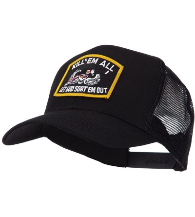 Baseball Caps Skull and Choppers Embroidered Military Patched Mesh Cap - Red - CT11FITPA8B $12.22