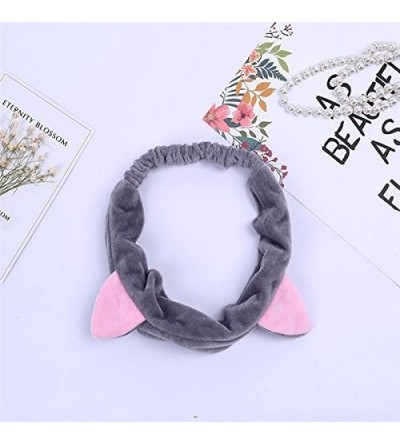 Headbands Cute Cat Ears Stretchy Elastic Wash Headbands Headscarf Cute Hair Band Accessories for Girls - Gray - CZ18HTXM4Z4 $...