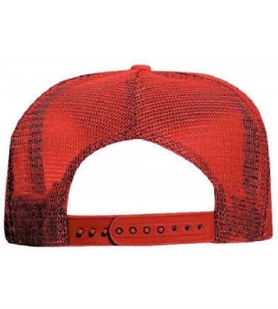 Baseball Caps Polyester Foam Front 5 Panel High Crown Mesh Back Trucker Hat - Red - CF12EXF1LWZ $10.85