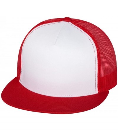 Baseball Caps Yupoong 6006W Unisex Adult Classic Two Tone Trucker Cap - White/Red - CT11KLRO2P3 $18.55