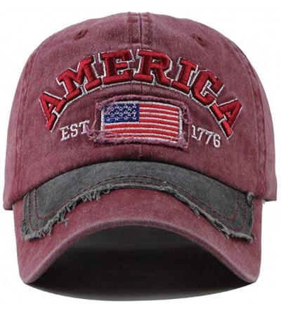 Baseball Caps Outdoor Baseball American Embroidered Patriotic - Wine - CG18SYLGRU4 $10.29