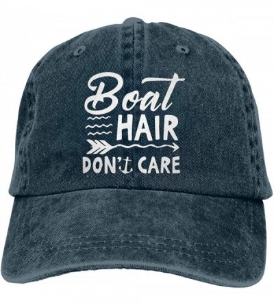Baseball Caps Boat Hair Don't Care Print Vintage Hot Men & Women Adjustable Denim Dad Hat Cotton Baseball Cap Navy - Navy - C...