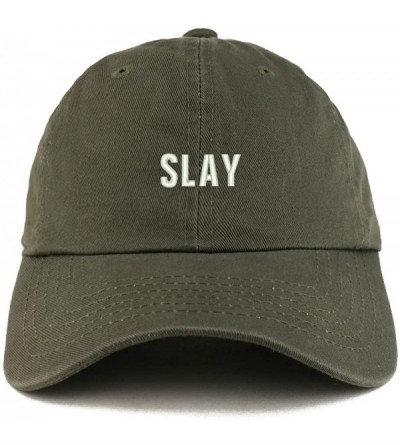 Baseball Caps Slay Embroidered Low Profile Soft Cotton Dad Hat Cap - Olive - CL18D56GX29 $16.12