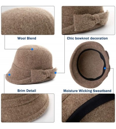 Berets Womens Wool Blend Winter Bucket 1920s Vintage Derby Hat Fedora Round Fall Bowler 55-59cm - 00767-burgundy - CH18A69YRE...