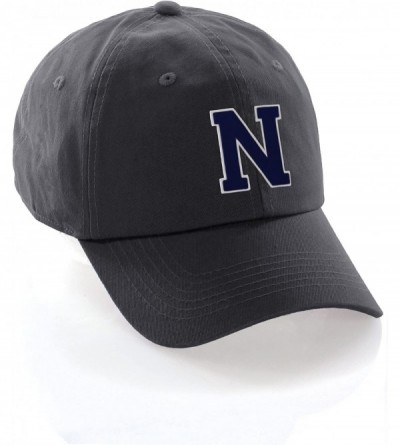Baseball Caps Custom Hat A to Z Initial Letters Classic Baseball Cap- Charcoal Hat White Navy - Letter N - CT18ET7KYL9 $12.64
