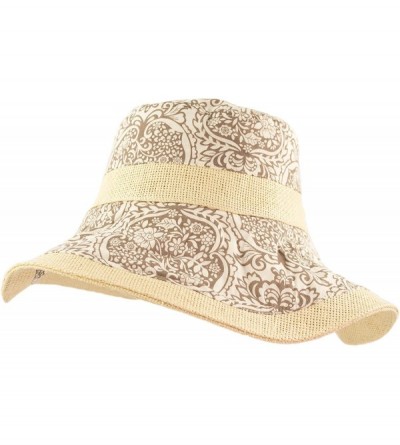 Sun Hats Lightweight Fabric & Straw Beach Hat for Women- Packable UV Protection Cotton Sun Hat - Brown & White - CE18OGC35O8 ...
