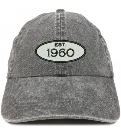 Baseball Caps Established 1960 Embroidered 60th Birthday Gift Pigment Dyed Washed Cotton Cap - Black - CZ180MA9YG9 $14.48
