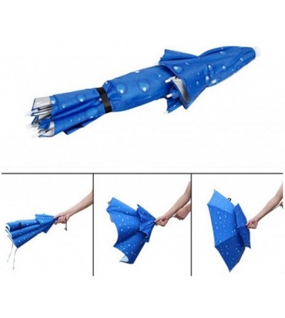 Sun Hats Umbrella Multicolored Outdoor Foldable - Blue - CT18CYTA9IO $21.04