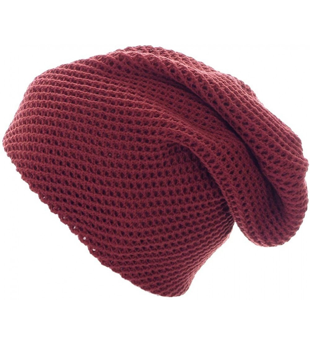 Skullies & Beanies Unisex Double Layer Winter Soft Knit Long Slouchy Beanie Skull Hat Cap - Red - C011R9K0J9D $11.40