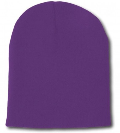 Skullies & Beanies 8 Inch Short Knit Beanie Cap - Purple - C0110DKZP3B $18.35
