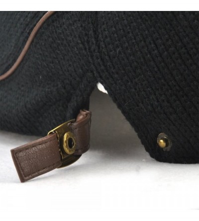 Newsboy Caps Knitted Woollen Beret Hat Casquette Flat Visor Newsboy Peak Cap - Black - C5186AS8L99 $17.15