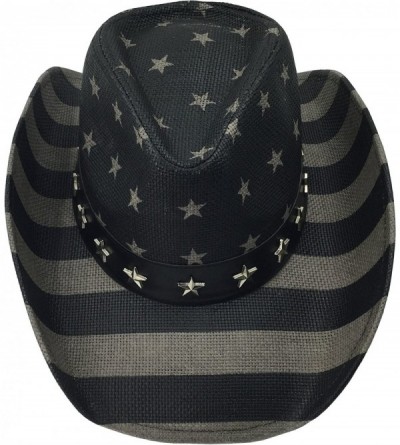 Cowboy Hats American Flag USA Cowboy Hat - Men and Women - Black Gray - CV18EHR3S4I $26.28