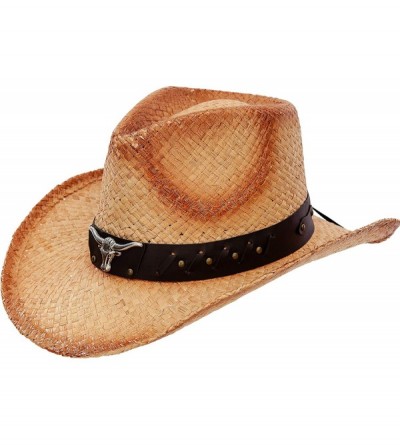 Cowboy Hats Men & Women's Woven Straw Cowboy Cowgirl Hat Western Outback w/Wide Brim - N - CO18E4IUDZE $21.53